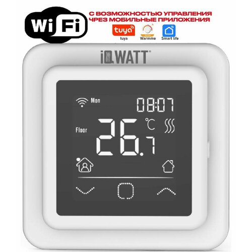 фото Терморегулятор iqwatt smart heat wi-fi, термопласт, белый