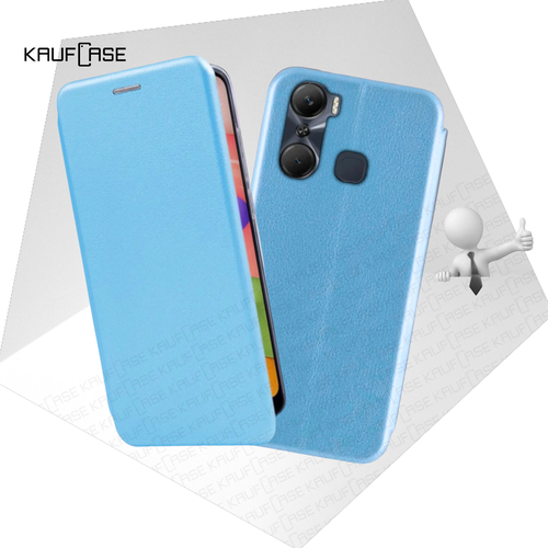 фото Чехол книжка для телефона infinix hot 12 pro (x668c) (6.6"), голубой. текстура под кожу