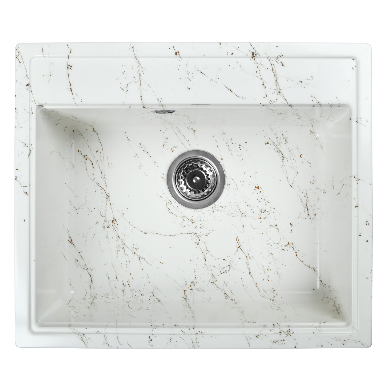 фото Мойка для кухни из искусственного камня WISENT WA12-13 Мрамор Бело-золотой (беларусь) 515*595*200