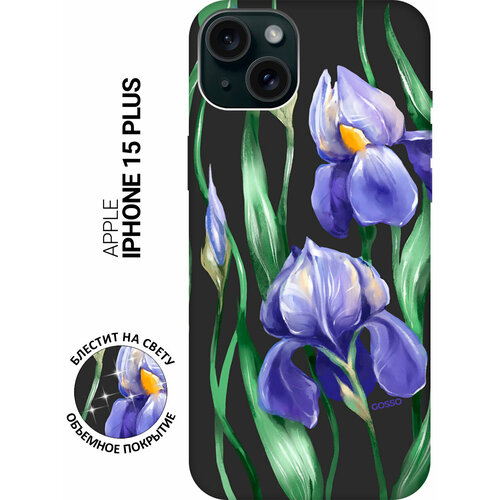 Силиконовый чехол на Apple iPhone 15 Plus / Эпл Айфон 15 Плюс с рисунком Amazing Irises Soft Touch черный силиконовый чехол на apple iphone 15 plus эпл айфон 15 плюс с рисунком amazing asters soft touch черный