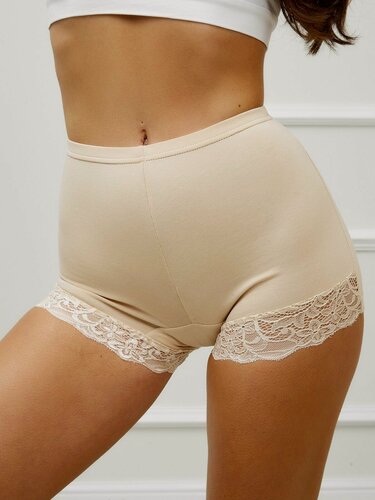 Изображение товара Трусы Шорты женские хлопок Senso больших размеров с высокой посадкой и кружевной отделкой