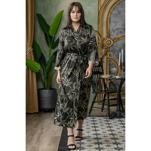 фото Халат mia-amore, размер 2xl/3xl(52-54), синий, золотой