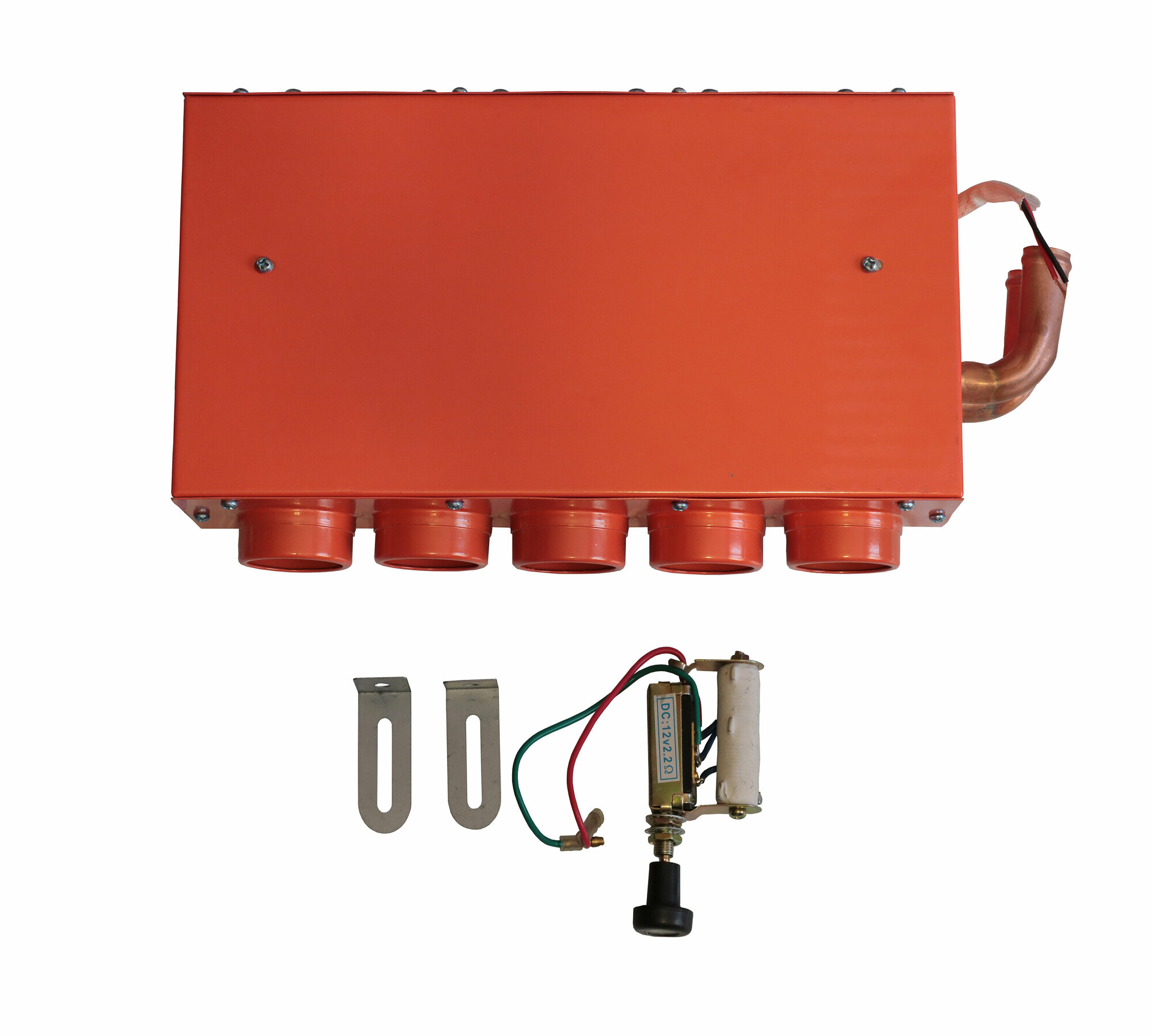 Дополнительная тосольная печка 12В 16мм 5 воздуховодов металл оранжевый