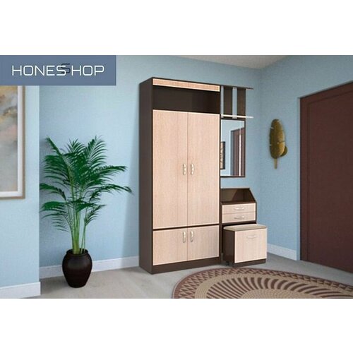 Прихожая Варней ЛДСП корпус венге цава, фасад дуб молочный, 128.5х32х220