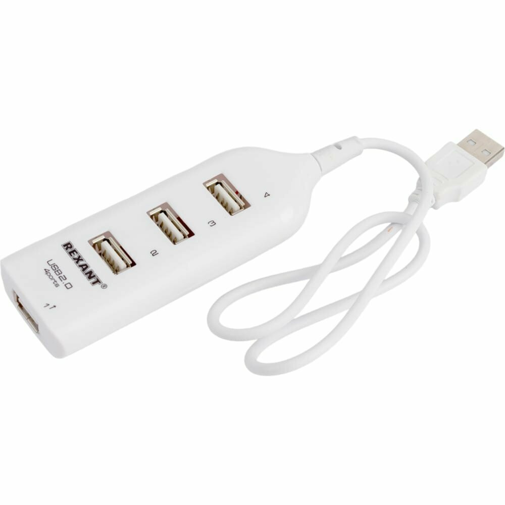 Разветвитель USB 2.0 на 4 порта белый REXANT
