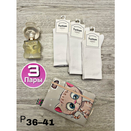 фото Носки turkan, 3 пары, размер 36-41, белый