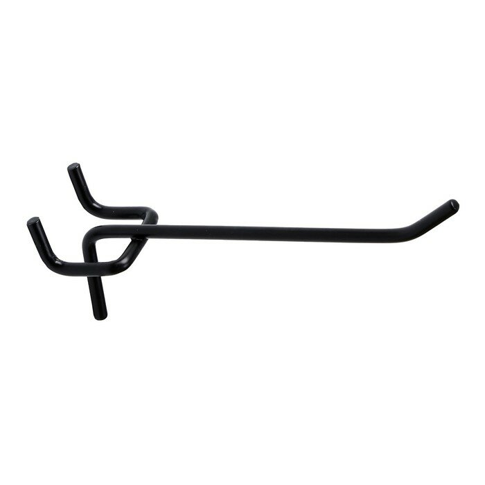 фото Крючок одинарный для металлической перфорированной панели шаг 25 мм, d=3,2 мм, L=100 мм, цвет чёрный, 10 штук