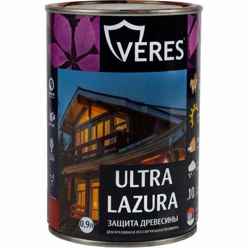 VERES декоративная пропитка Ultra Lazura, 0.9 л, №7 Махагон