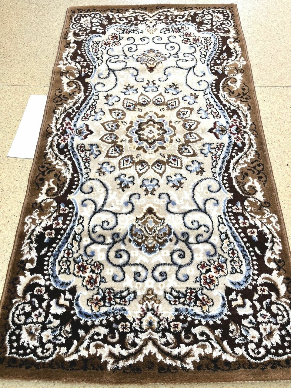 Ковер Классический БАЛ текстиль Elegant KZ F004A Бежевый Коричневый 08 м на 15 м