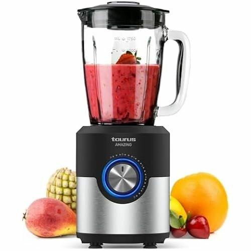 фото Блендер Taurus Amazing JB1200XC, 1200 Вт, объем 1,75 л, 6 лезвий из нержавеющей стали, 5 настроек скорости + турбо, стеклянный контейнер с весами