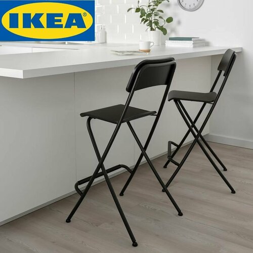 фото Барный стул складной со спинкой ikea franklin, икеа франклин, чёрный, 63 см