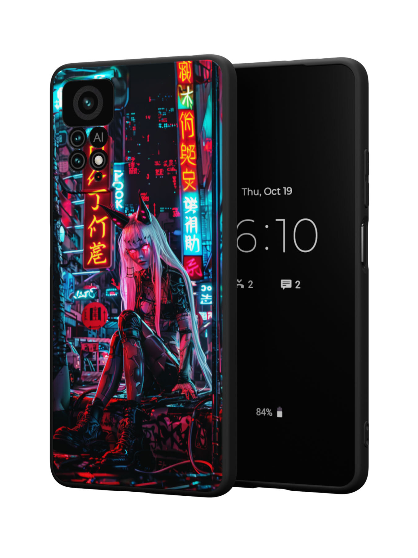 Силиконовый чехол Mcover на Xiaomi Redmi Note 11 Pro (для Сяоми Редми Нот 11 Про), с рисунком Кибер Китцуне