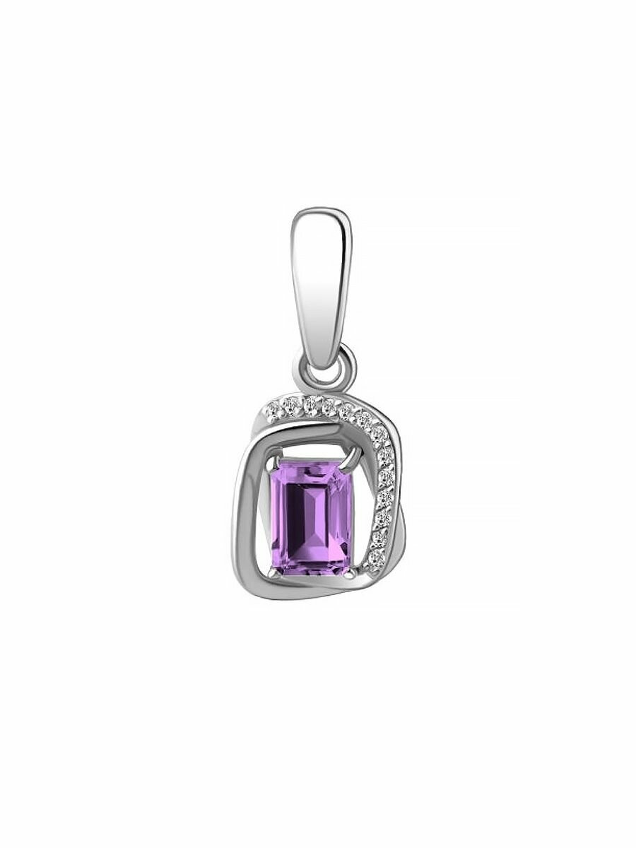 Подвеска, серебро, 925 проба, фианит, аметист