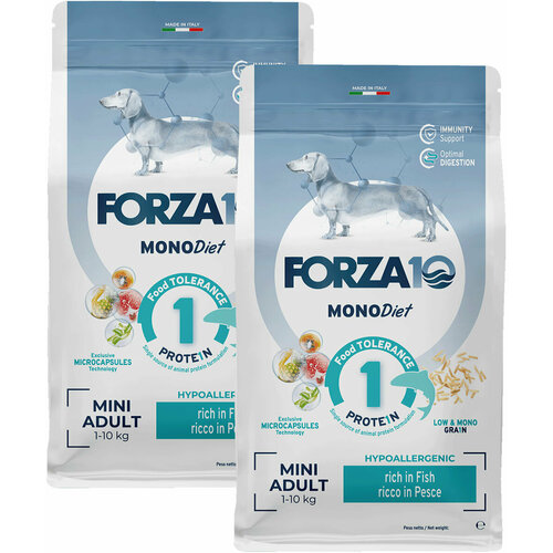 FORZA10 DOG MINI DIET монобелковый для взрослых собак маленьких пород при аллергии с рыбой (1,5 + 1,5 кг)