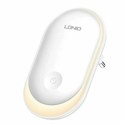 фото Ночник светильник в розетку ldnio y1 светодиодный с датчиком, 0.5 вт, 3500 k, белый