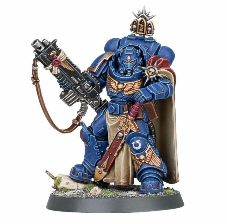 Space Marines: Captain with Master-crafted Heavy Bolt Riflen . Warhammer 40 000. Миниатюра капитан с бронёй модели "Гравис" для настольной игры вархаммер 40К.