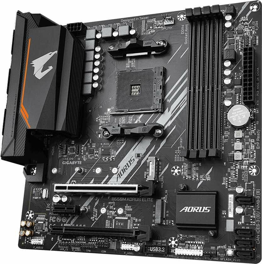 Материнская плата Gigabyte B550M AORUS ELITE Soc-AM4 AMD B550 4xDDR4 mATX AC 97 8ch(7.1) GbLAN RAID+ — фото 1