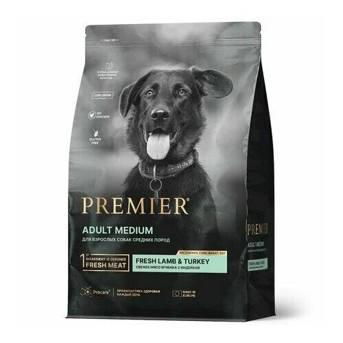 Сухой корм для собак средних пород Premier Dog Lamb & Turkey со свежим мясом ягненка и индейки,10 кг