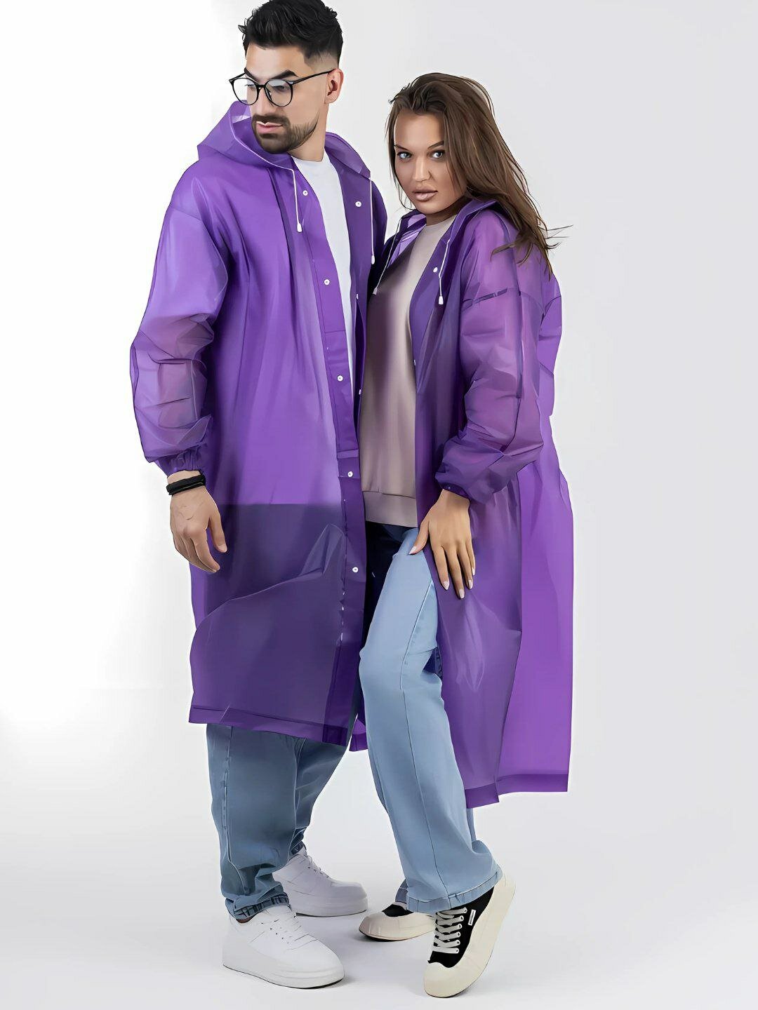 Плащ-дождевик Дождевик плащ, размер oversize, фиолетовый