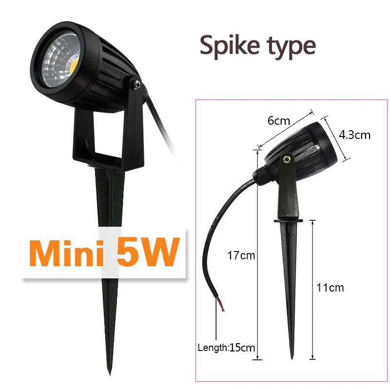 Светодиодный прожектор Mini 5W Spike type, Warm white 3000K
