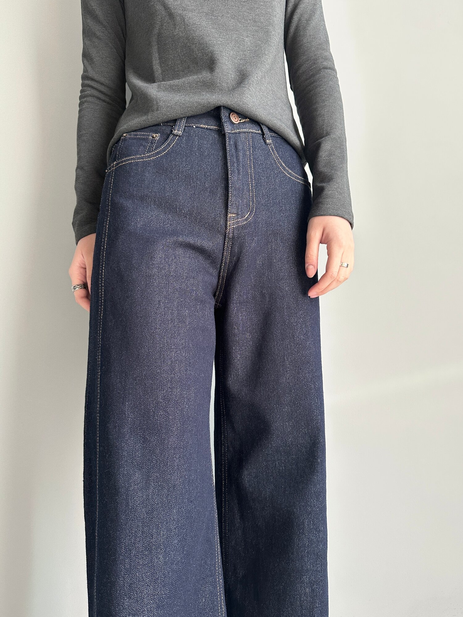 Джинсы багги INK Темно-синий, размер M, темно-синий — фото 1