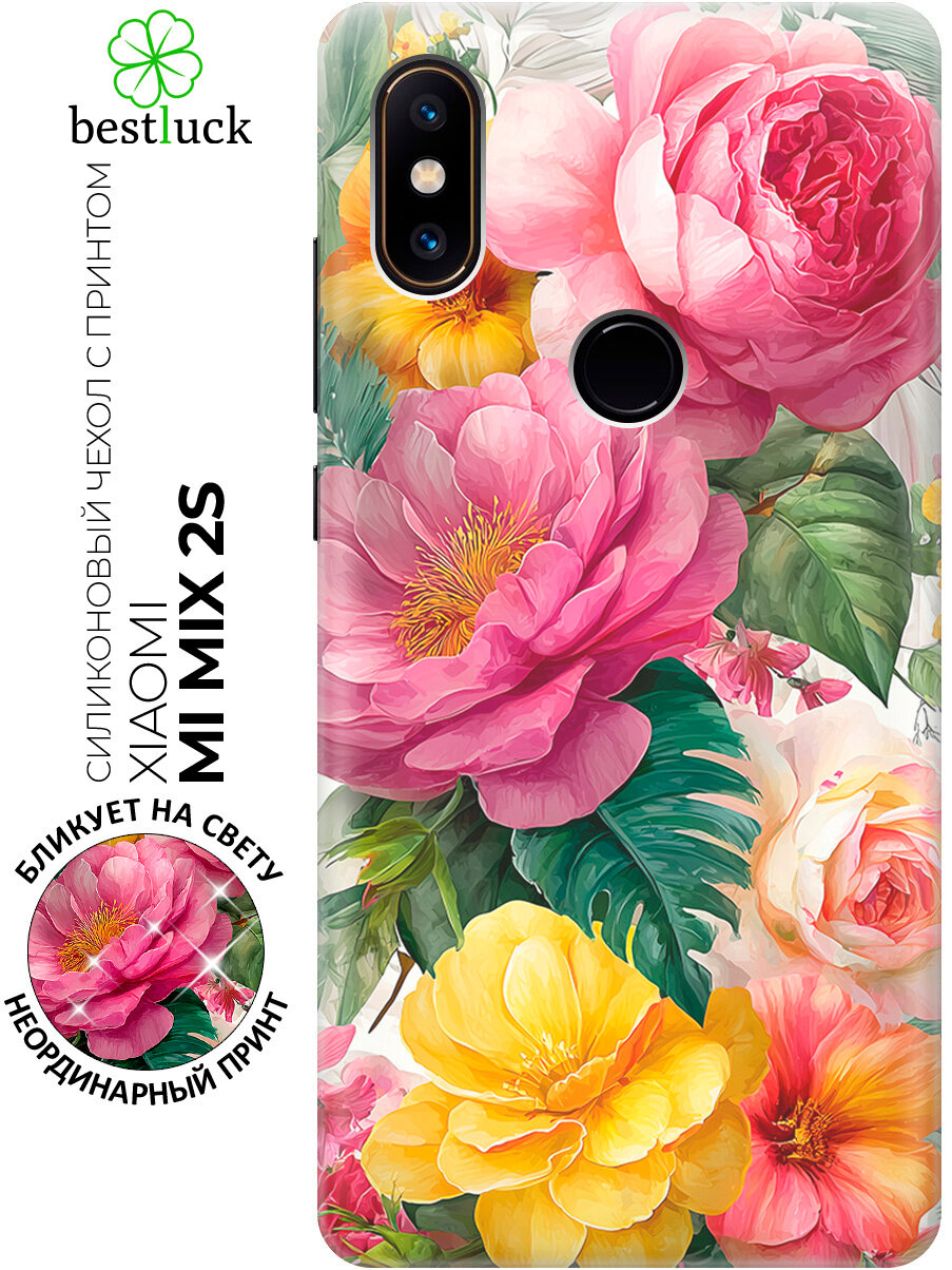 Силиконовый чехол на Xiaomi Mi Mix 2S с принтом "Экзотический букет"