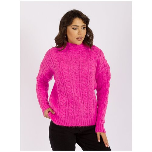 Свитер Parkkaron, длинный рукав, свободный силуэт, размер универсальный, розовый