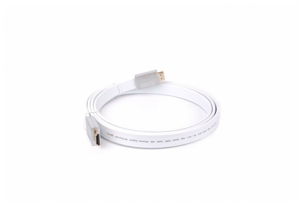 Кабель HDMI 19M/M ver 2.0, 1.8M, Aopen/Qust серебряно-белый Flat
