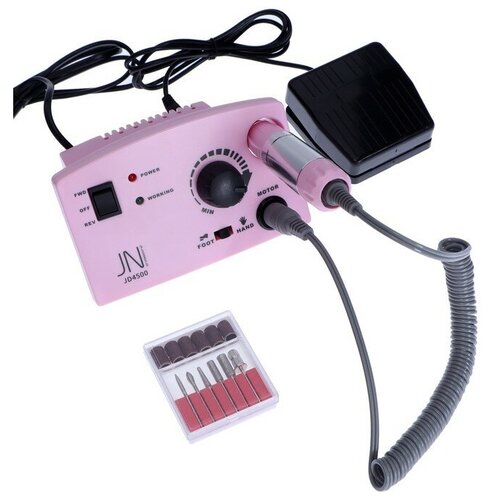 Аппарат для маникюра и педикюра JessNail JD4500, 4 фрезы 30000 об/мин, 65 Вт, розовый аппарат для маникюра педикюра 45w 30000 об мин фиолетовый