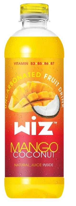 Напиток с соком «Wiz Mango Coconut (Виз Манго Кокос)» 0,5х9pet безалкогольный негазированный пастеризованный - фотография № 1