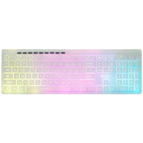 Клавиатура проводная Oklick 490ML белый USB slim Multimedia LED 139900₽