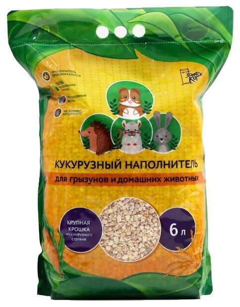 Впитывающий наполнитель Золотой Кот Эколайн кукурузный 3.2 кг/6 л