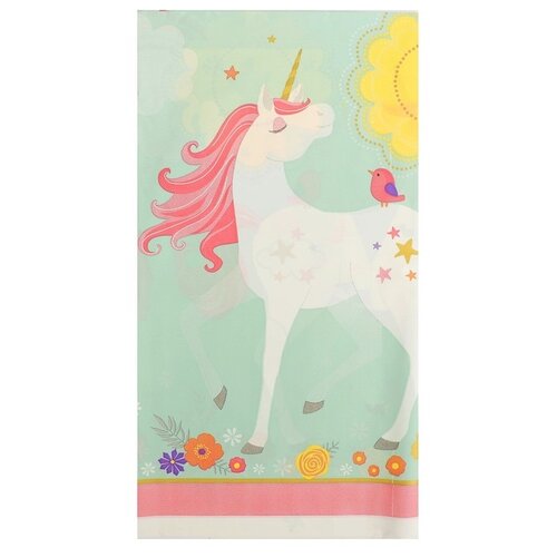 Скатерть amscan Единорог Нежный, 240х140 см, белый/бирюзовый