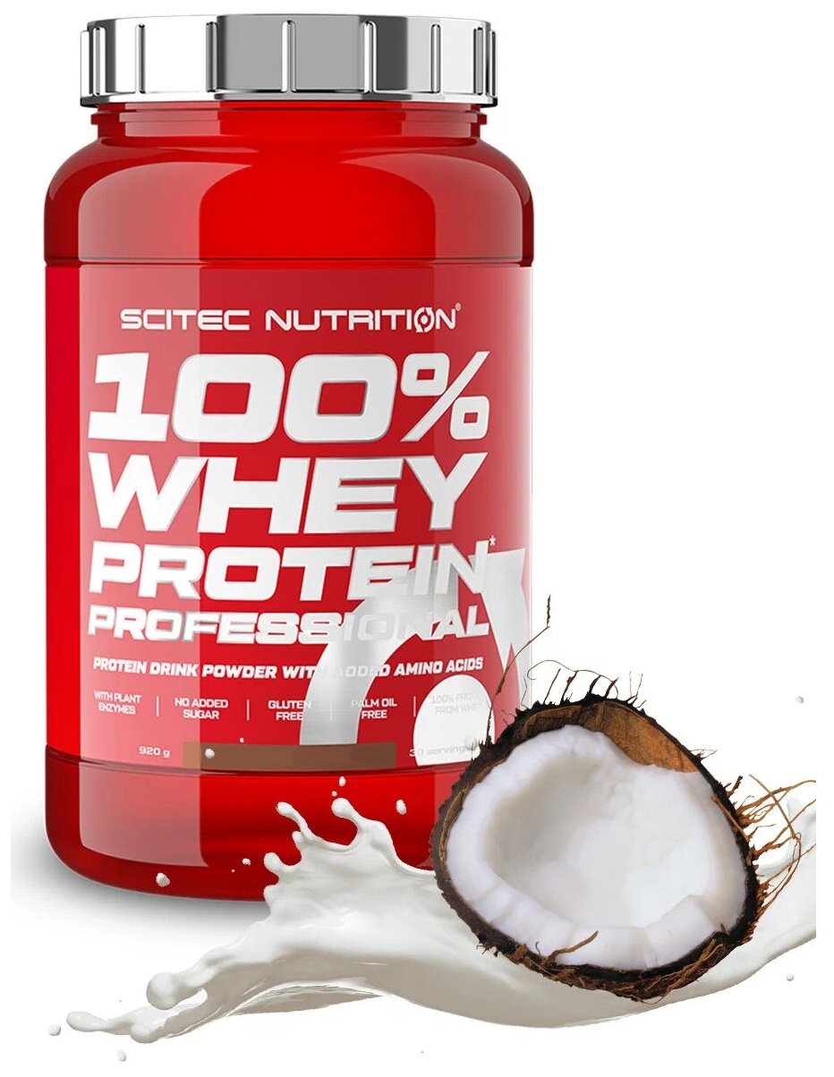 Scitec Nutrition 100% Whey Protein Professional 920 гр., кокос