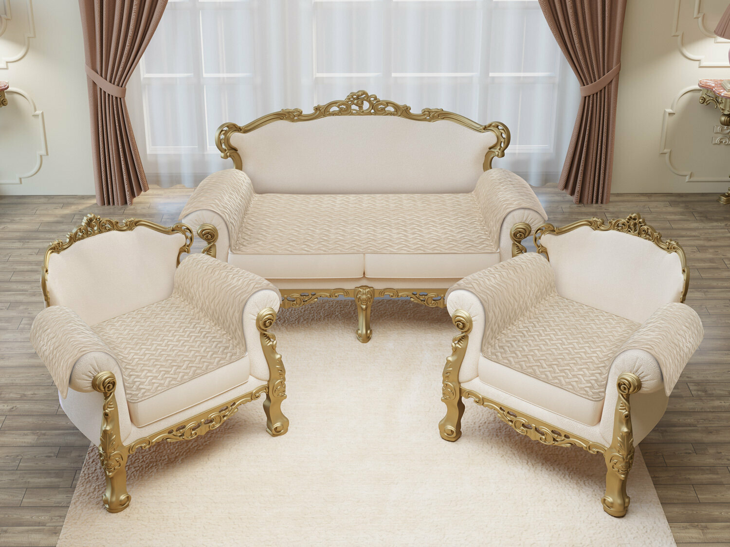 фото Комплект покрывал с антискользящим покрытием GRETA LUX 03 90х210, 2*(90х160)