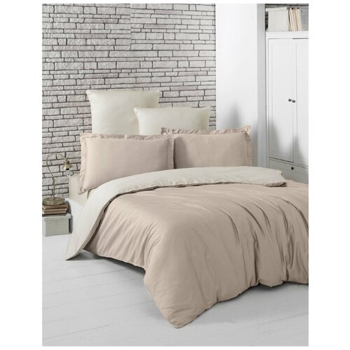 фото Постельное белье "karna" сатин двухстороннее "loft" 1.5 сп кофейный - бежевый