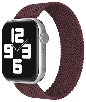Монобраслет нейлоновый тканевый ремешок для умных часов Apple Watch Series 1-8 - 38/40/41 мм (эпл вотч) размер М, бордовый