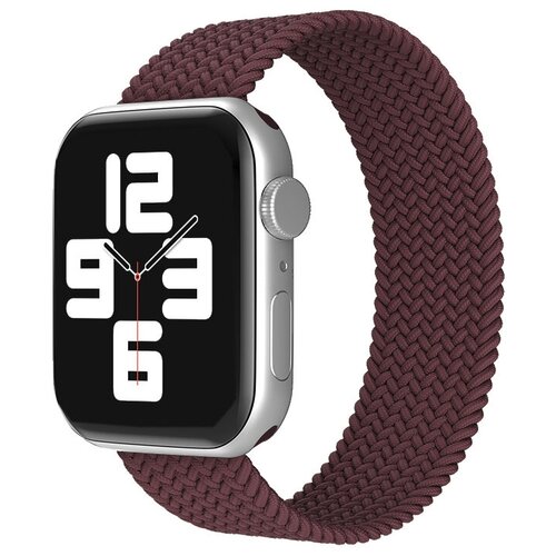Монобраслет нейлоновый тканевый ремешок для умных часов Apple Watch Series 1-8 - 38/40/41 мм (эпл вотч) размер М, бордовый