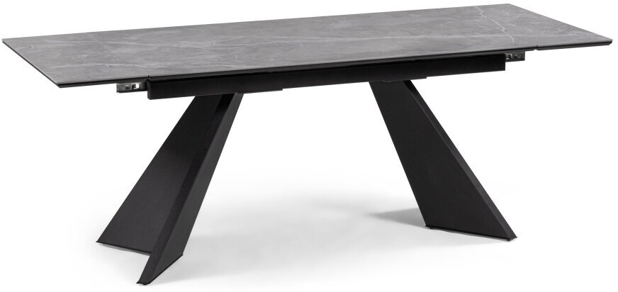 фото Керамический стол Woodville Ливи 140х80х78 серый мрамор / черный