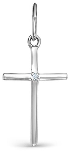 Крестик Vesna jewelry, белое золото, 585 проба, родирование, бриллиант ...
