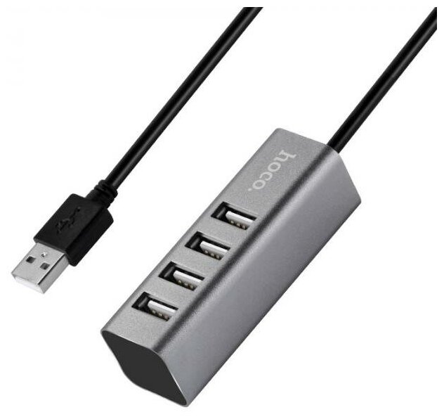 Переходник USB- хаб HOCO HB1 4 порта серебристый
