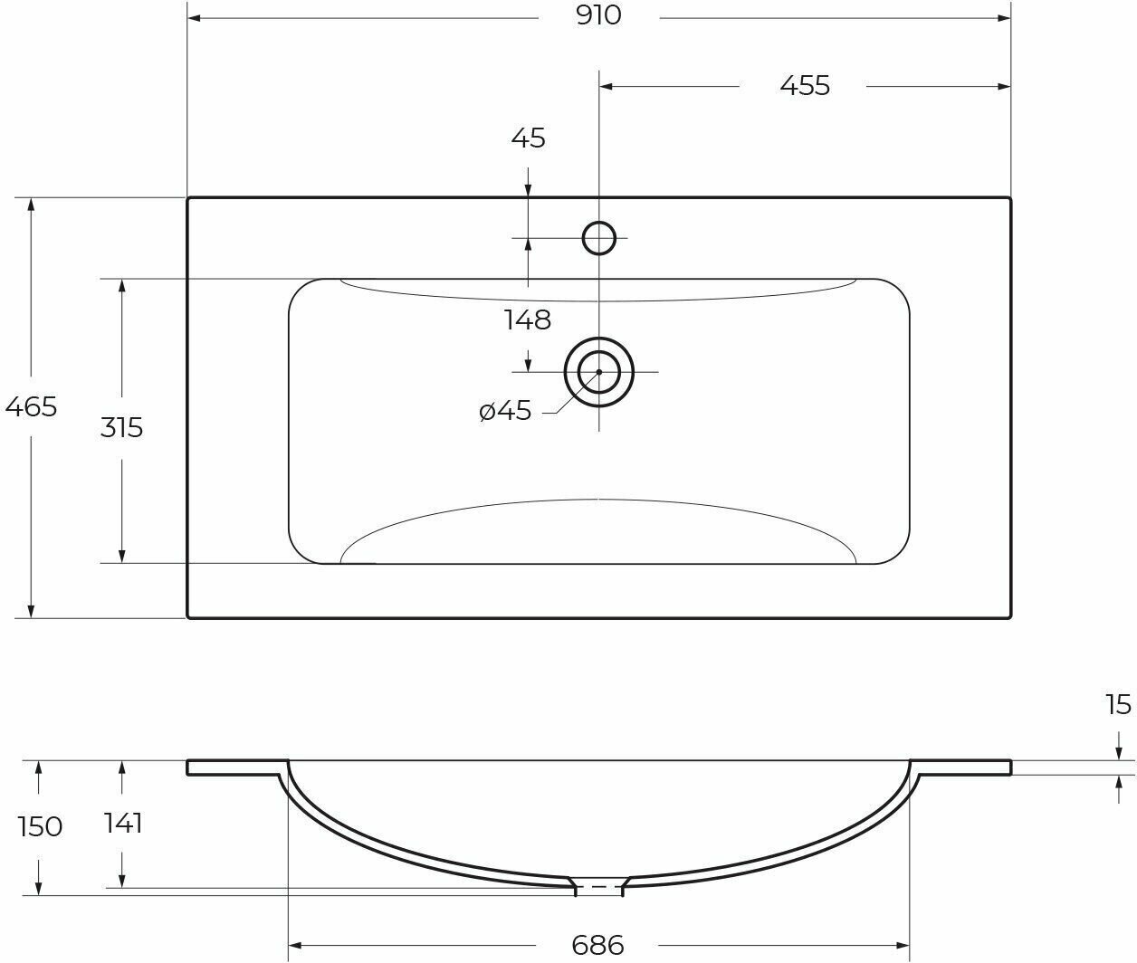 Стеклянная раковина BB910/465-LV-VTR-BO матовая - фотография № 8