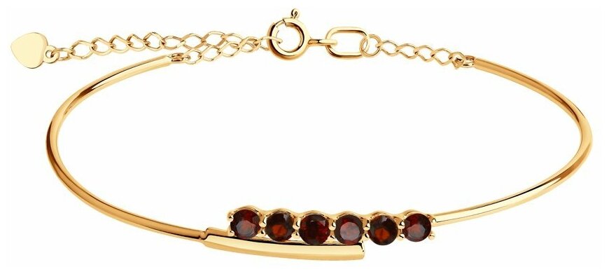 Браслет, красное золото, 585 проба, гранат