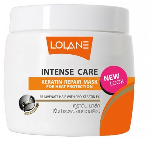 Lolane маска восстанавливающая Intense Care Keratin Repair Mask For Heat Protection, 200 г, 200 мл, банка