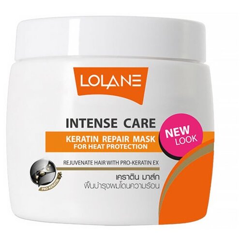 Lolane маска восстанавливающая Intense Care Keratin Repair Mask For Heat Protection, 200 г, 200 мл, банка