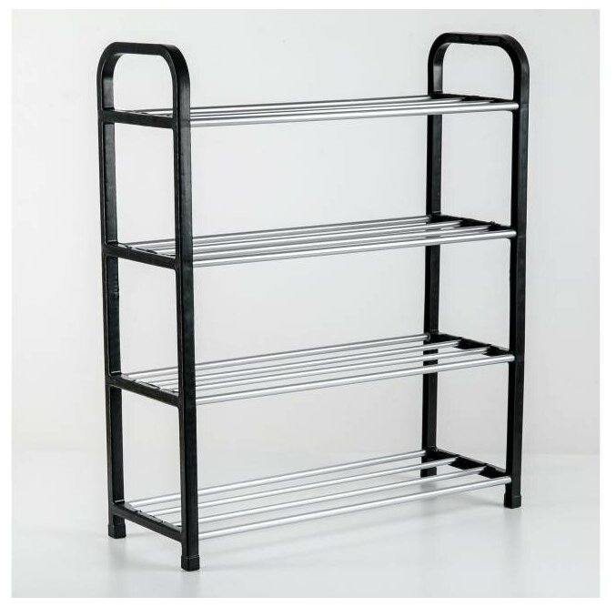 фото Полка для обуви Доляна 4-х ярусная, 50*19*60 см, черная (133673)