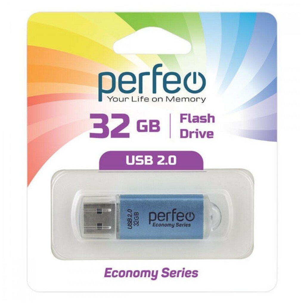 Накопитель USB 2.0 32Гб Perfeo E 01, синий