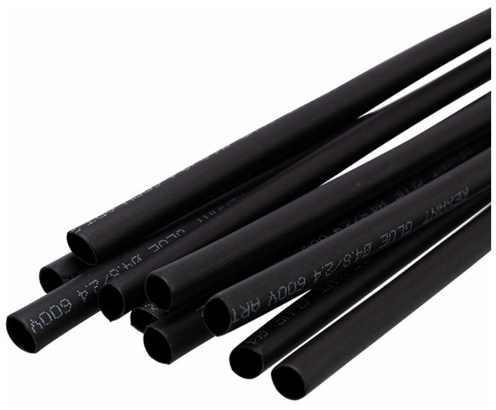 фото Трубка термоусаживаемая двухстенная клеевая 4.8/2.4мм (уп.10шт) по 1м черн. Rexant 26-2102