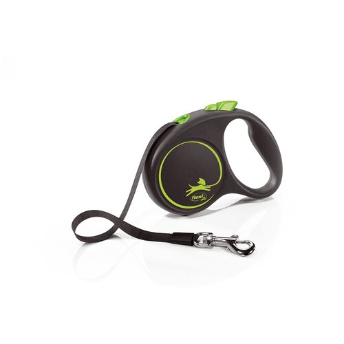 Flexi Рулетка-ремень для собак до 15кг, 5м, зеленая (Black Design S Tape 5m green ) FU12T5.251. S CG | Black Design Tape 5m green , 0,1735 кг (2 шт)