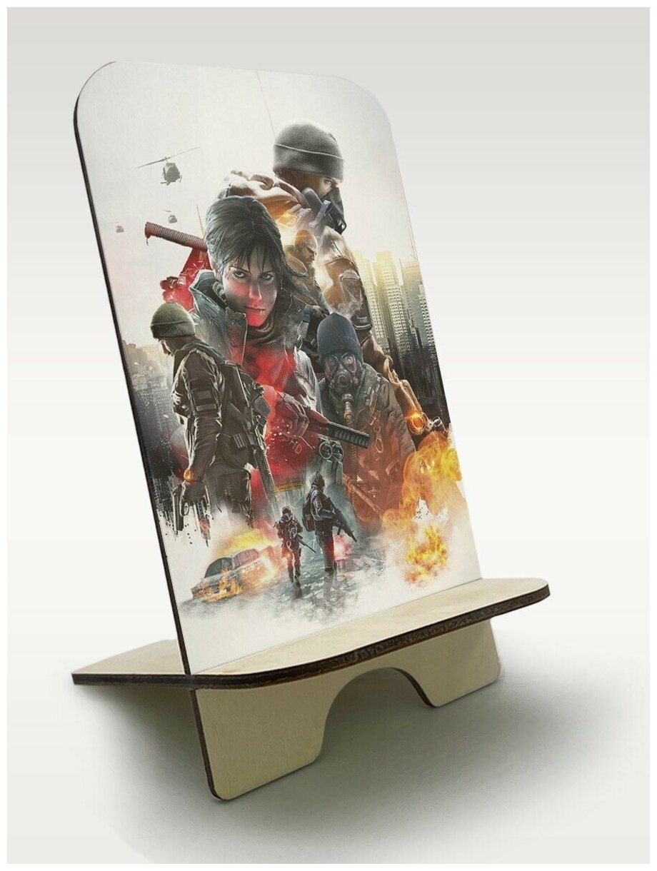 Подставка для телефона c рисунком УФ игры Tom Clancy's The Division 2 (Дивижн 2 шутер Агент Ортега Черный Бивень) - 349